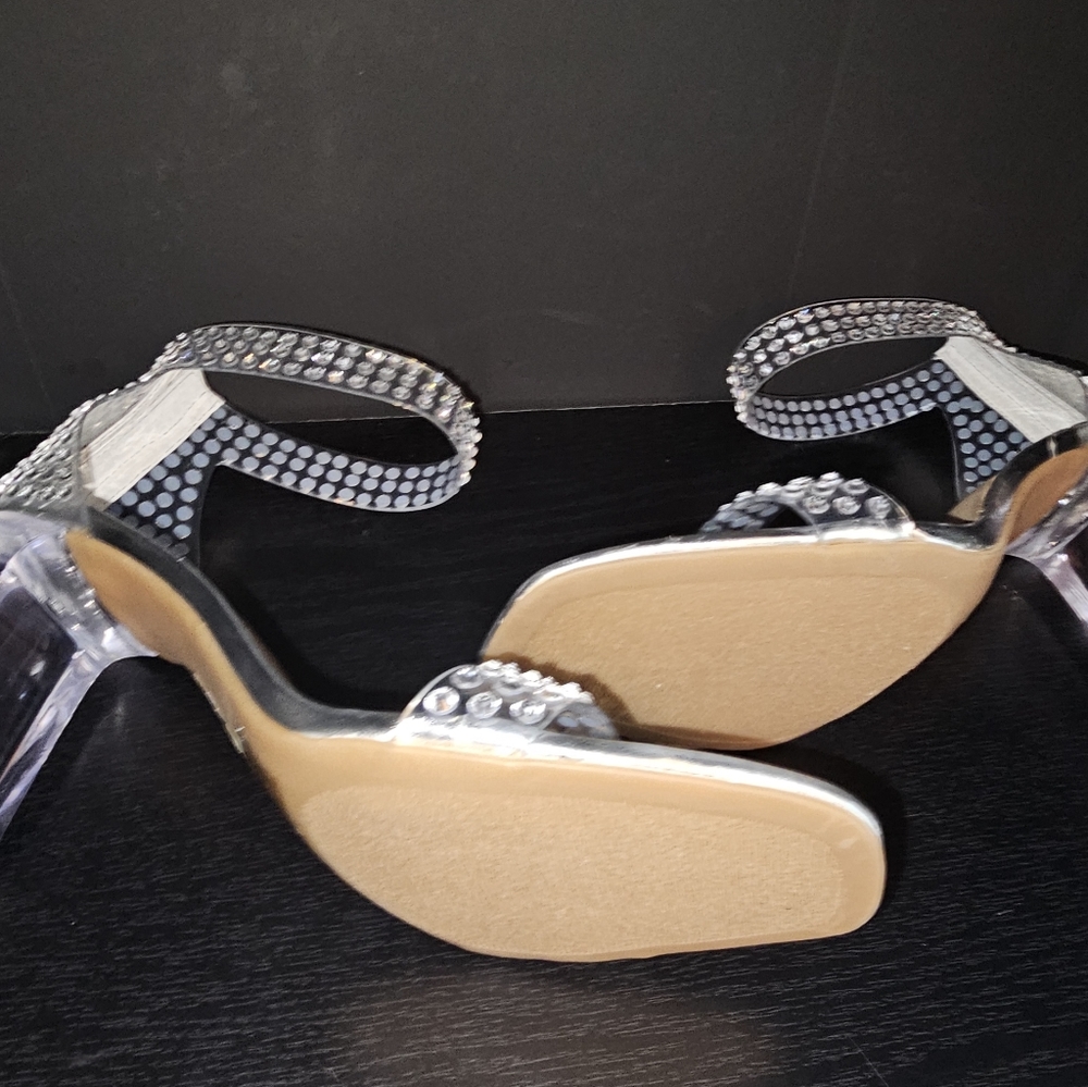 Clear rhinestone heels